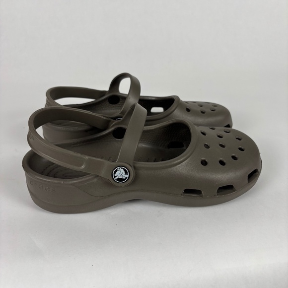 Crocs Mary Jane Strap Brown Flats Size 7 - Picture 1 of 7
